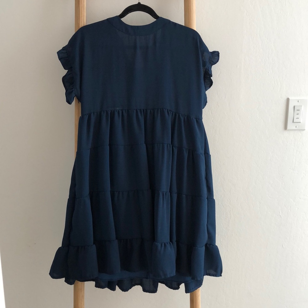 Midi navy flounce dress